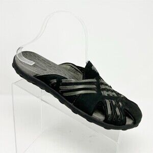 Clarks Privo Slide Sandals Womens Size 10 Black Woven Cushioned Slip-On Comfort